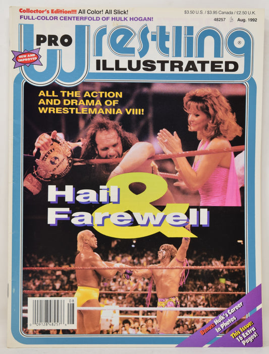 Pro Wrestling Illustrated Magazine August 1992 VF Hulk Hogan Ultimate Warrior WWF WCW