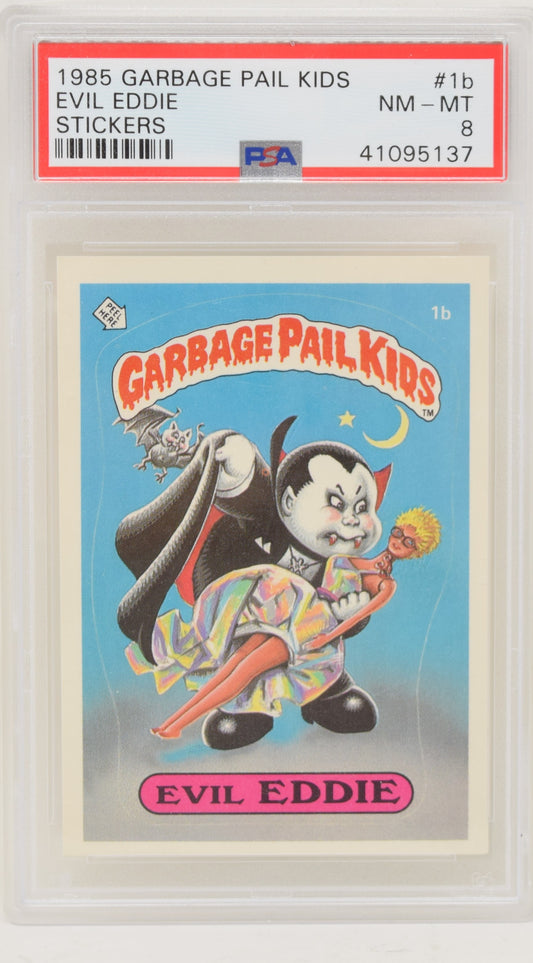 Garbage Pail Kids Evil Eddie 1 b 1b Trading Card 1985 PSA 8