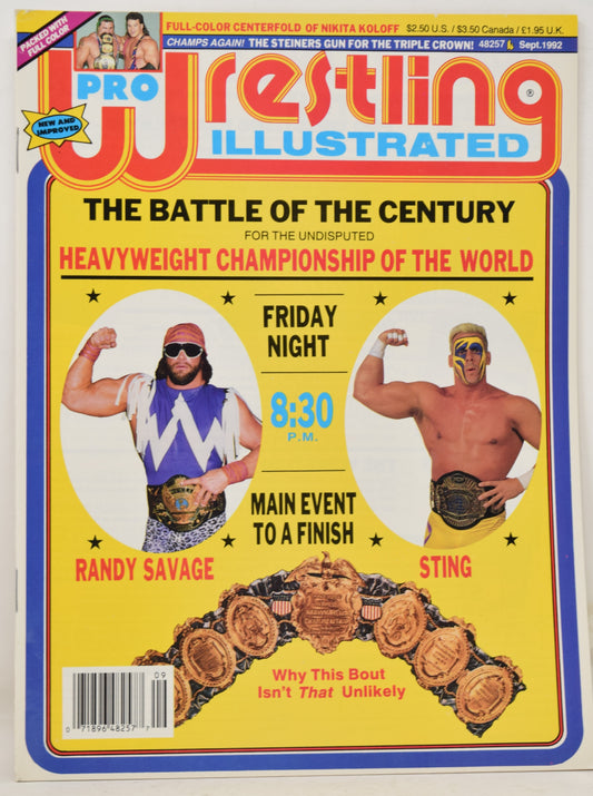 Pro Wrestling Illustrated Magazine September 1992 VF Randy Savage Sting WWF WCW