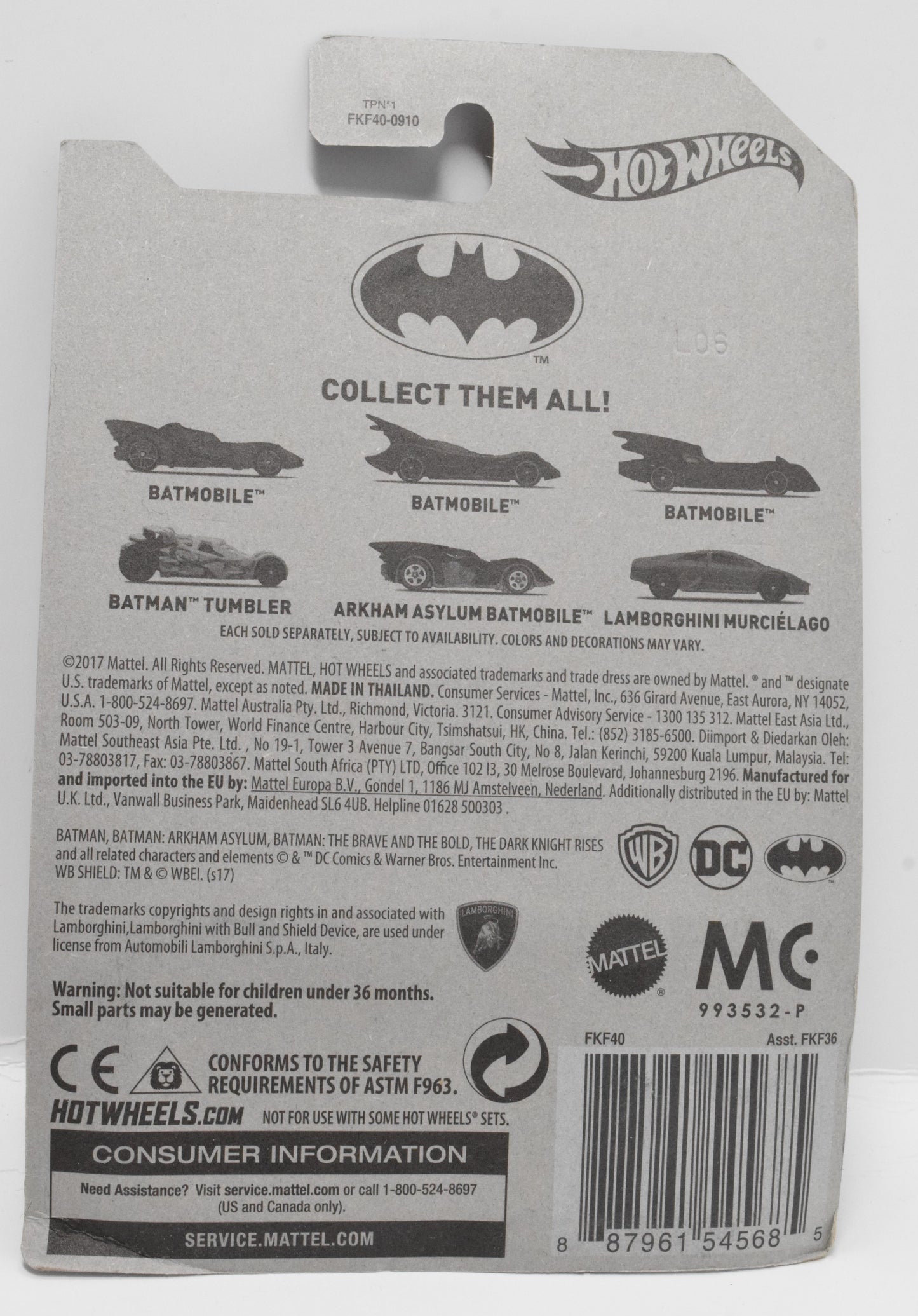 Hot Wheels Batman Tumbler Dark Knight Rises DC DieCast Car 4/6 New