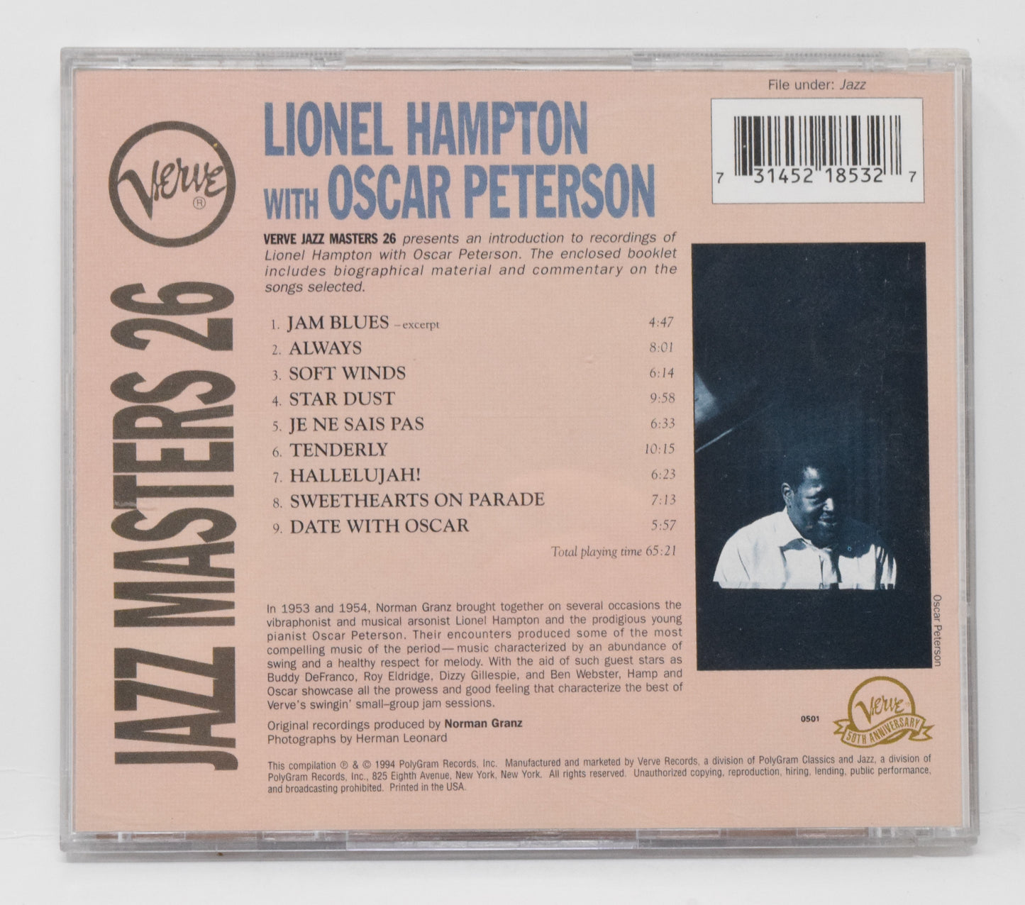 Verve Jazz Masters 26 Soundtrack CD Lionel Hampton Oscar Peterson