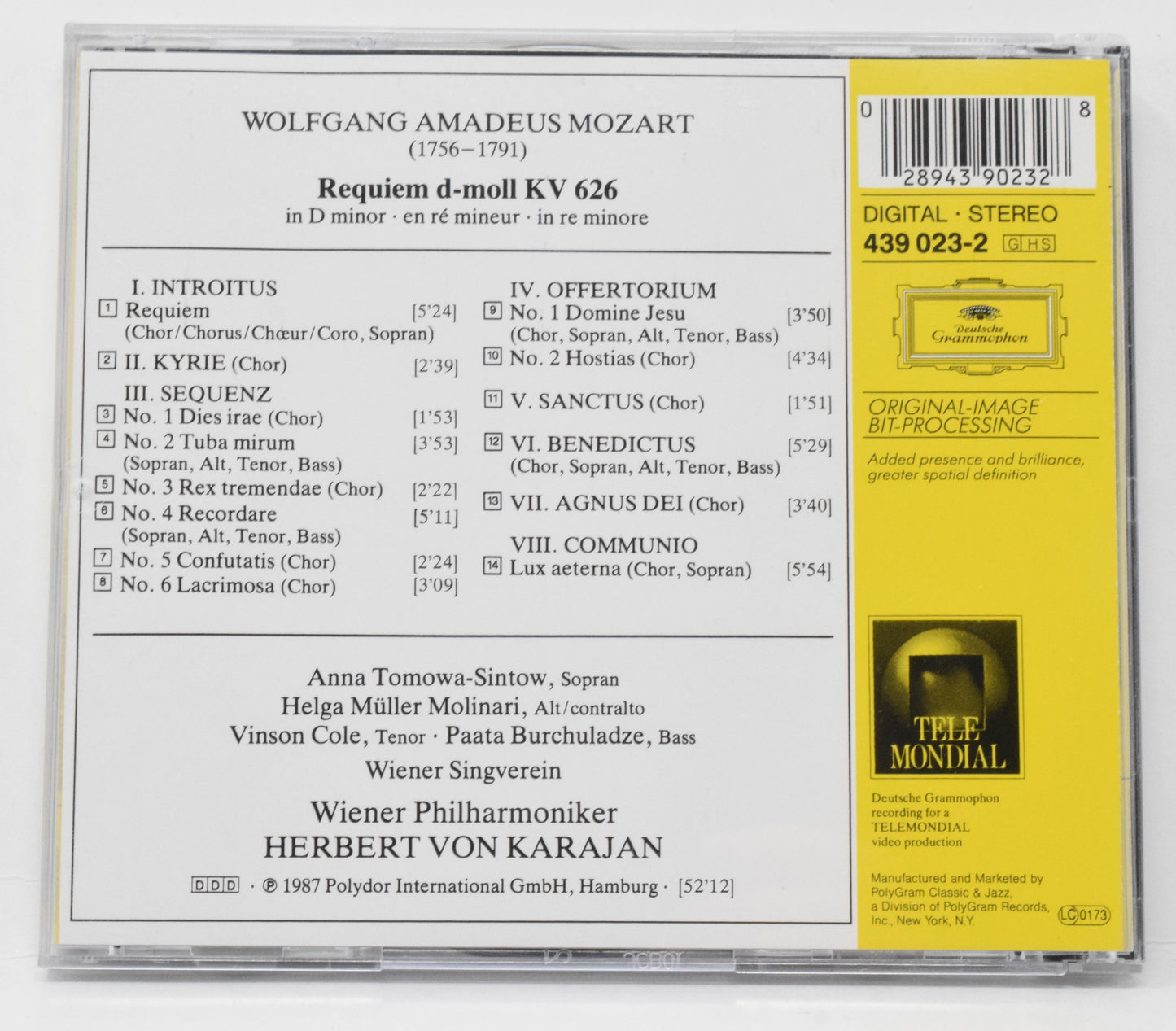 Mozart Requiem CD Wiener Philharmonker Karajan Gold