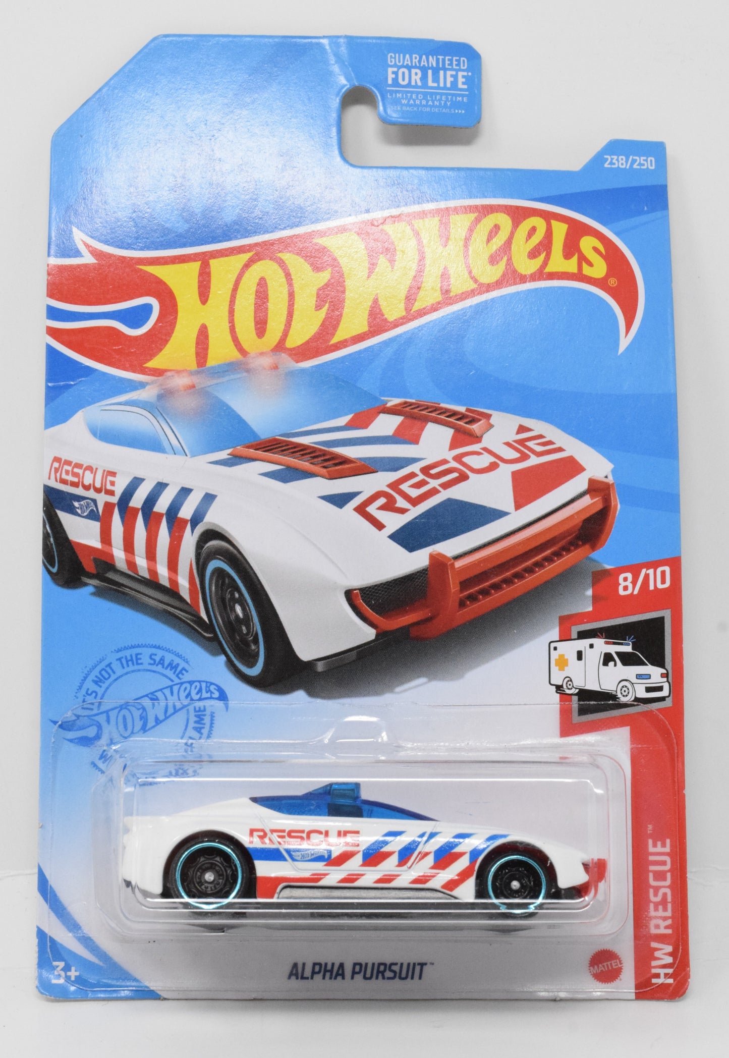 Hot Wheels Alpha Pursuit HW Rescue Diecast Car White 8/10 238 New - Golden Apple Comics