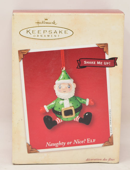 Hallmark Keepsake Ornament Naughty Or Nice Elf Christmas Tree 2002 NIB