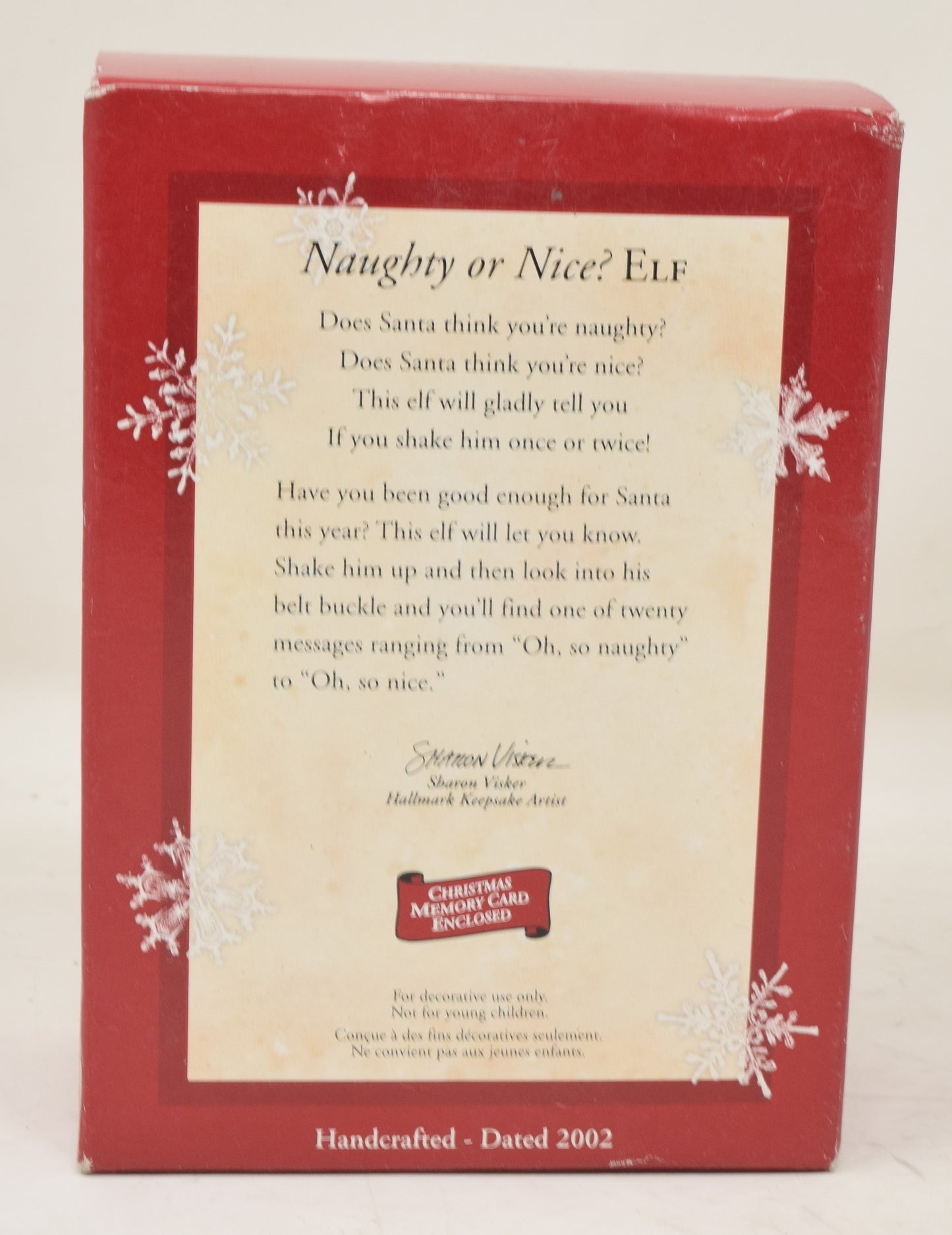 Hallmark Keepsake Ornament Naughty Or Nice Elf Christmas Tree 2002 NIB