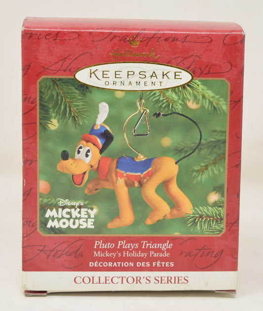 Hallmark Keepsake Ornament Pluto Plays Triangle Mickey Mouse Christmas Tree 2004 NIB