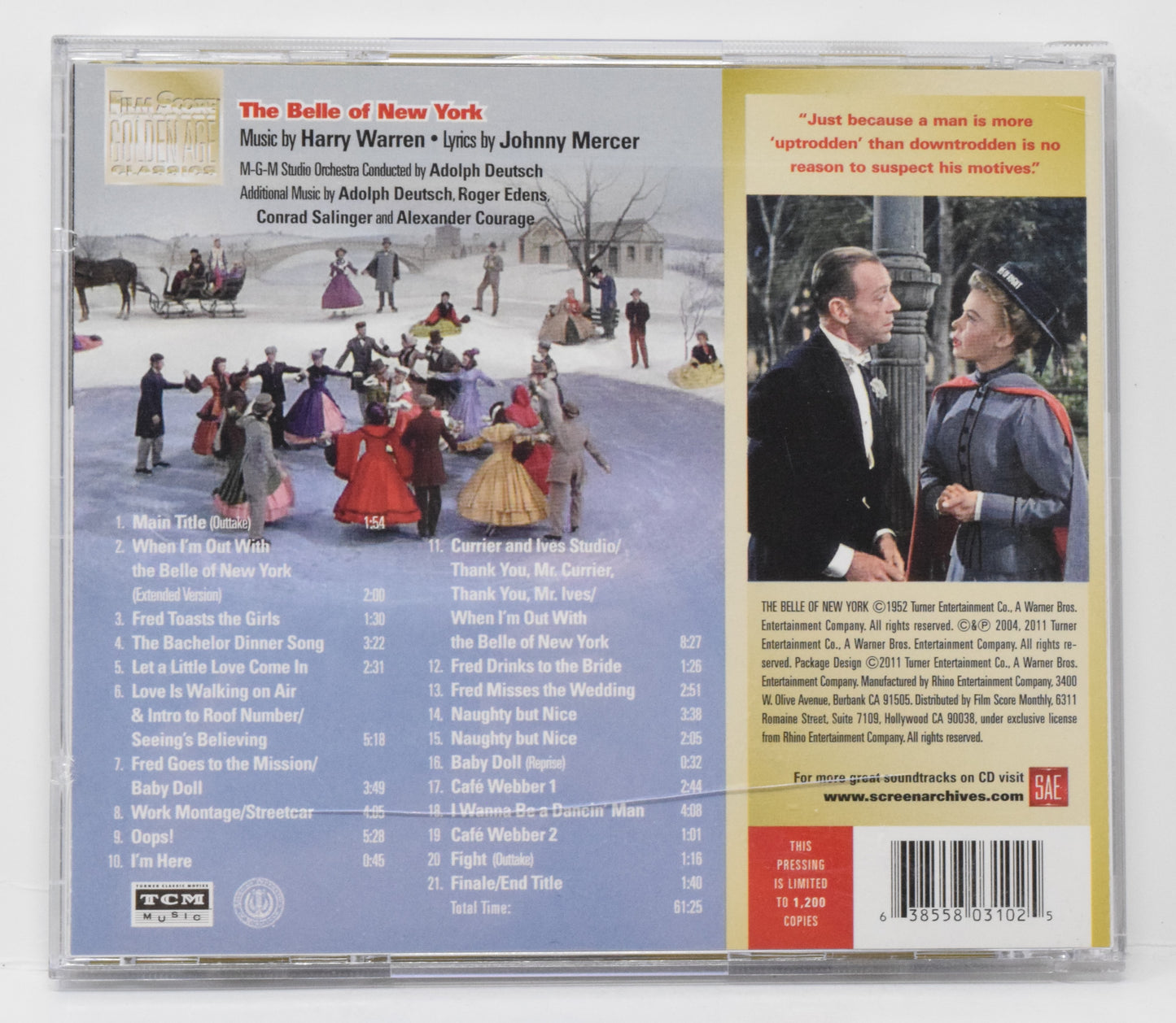 Belle Of New York Soundtrack CD Harry Warren LTD 1200