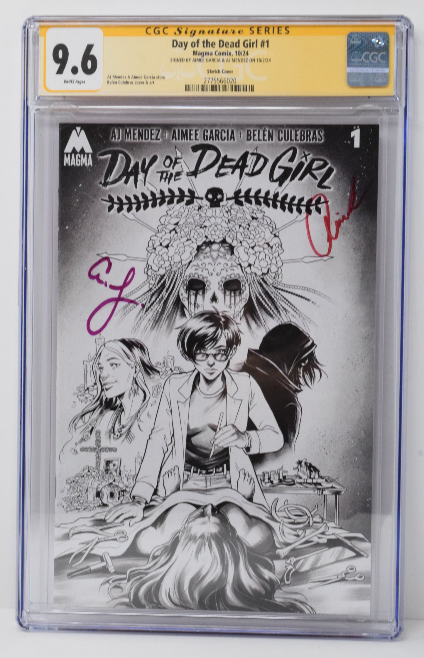 Day Of The Dead Girl #1 Belen Culebras BW SIGNED AJ Mendez Magma CGC SS 9.6