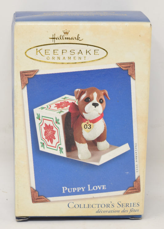 Hallmark Keepsake Ornament Puppy Love Boxer Dog Christmas Tree 2003 NIB