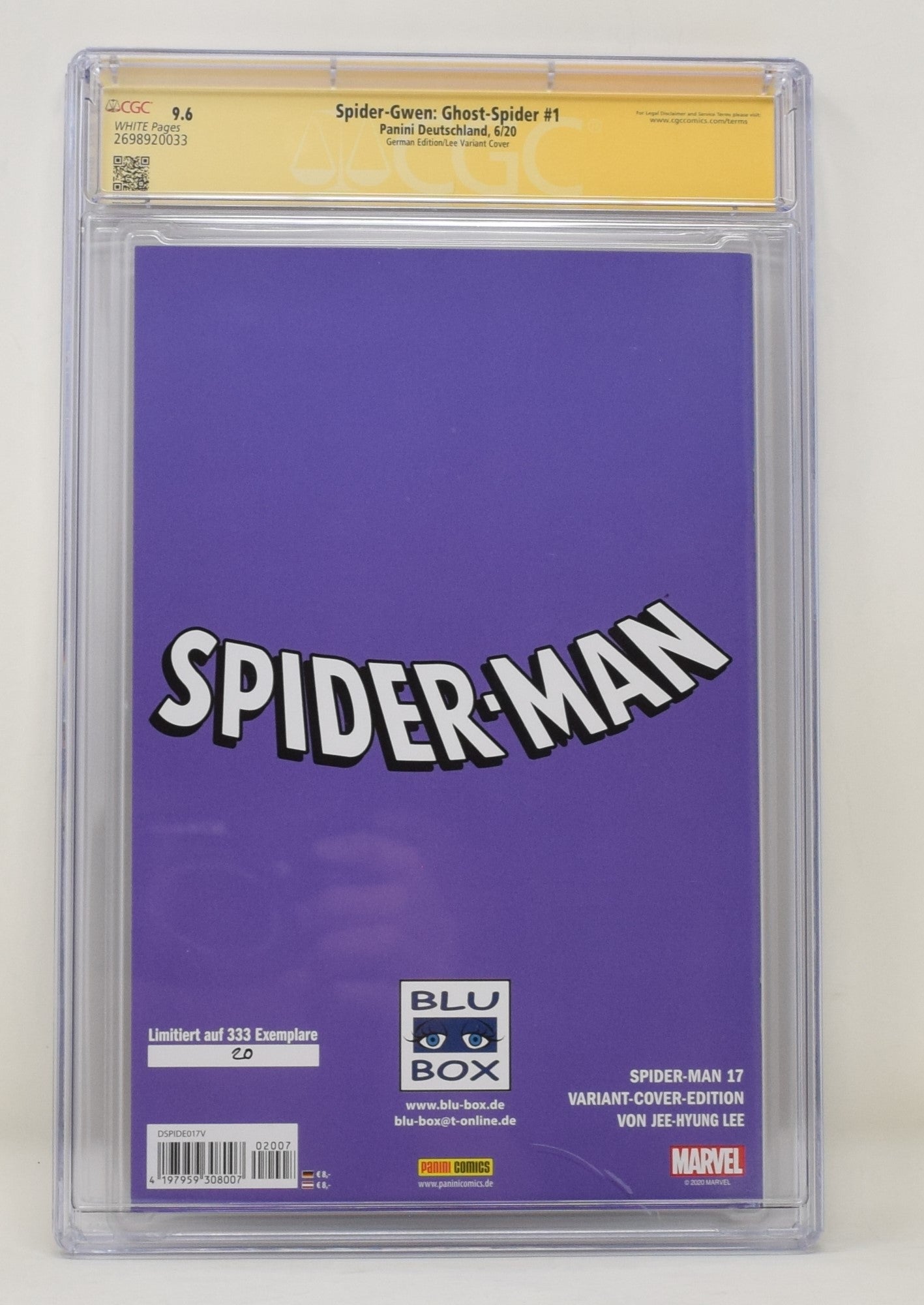 Spider-GwenGhost-Spider #1 Remarked  Jeehyung Lee CGC SS 9.6 Marvel 2020 German Version 1:100