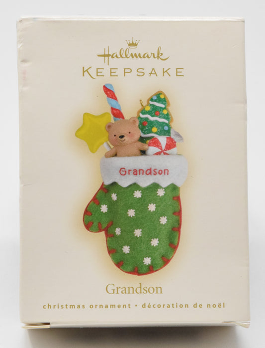 Hallmark Keepsake Bear Candy Glove Gifts Grandson Christmas Ornament 2008