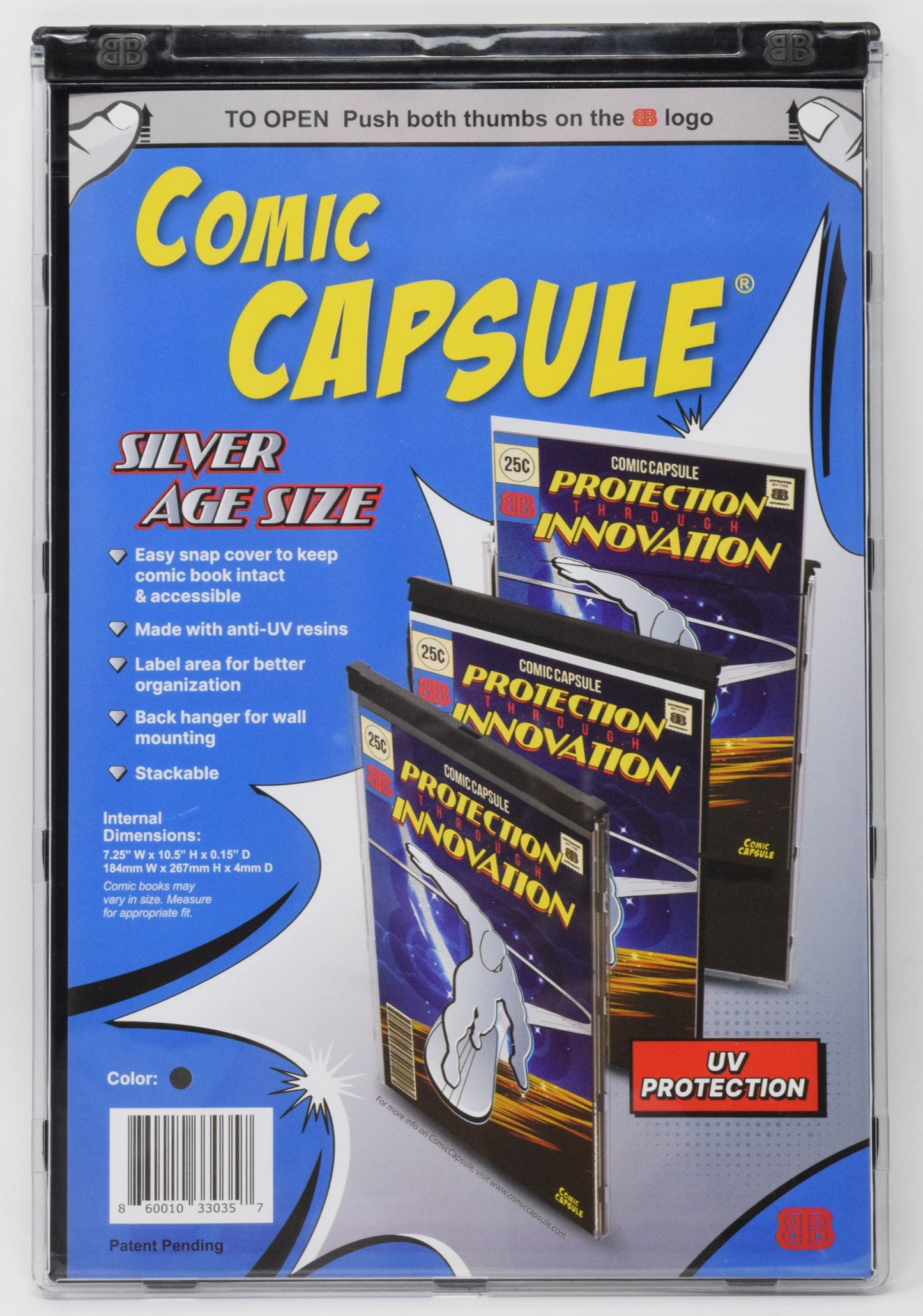 Comic Capsule Silver Age Size UV Protection Black 7.25 x 10.5 x 0.15