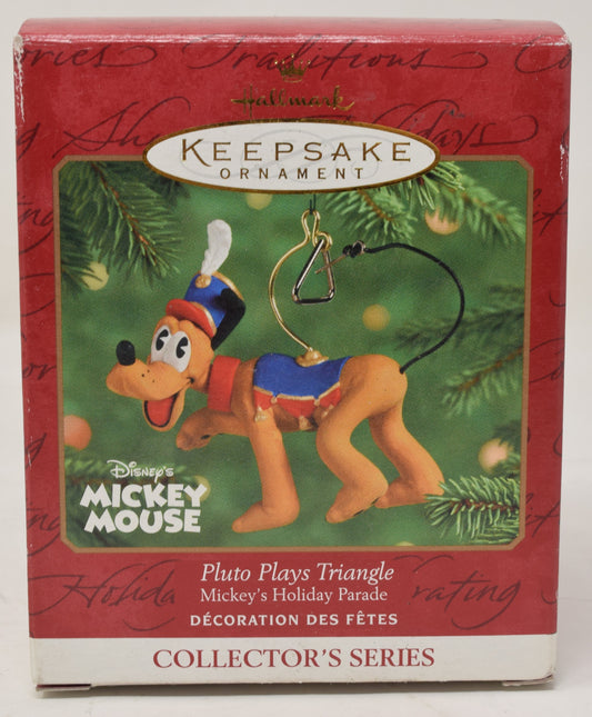 Hallmark Keepsake Ornament Pluto Plays Triangle Mickey Mouse Christmas Tree 2004 NIB