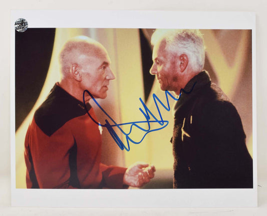 Malcolm McDowell in Star Trek with Patrick Stewart Signed Photo 8 x 10 COA