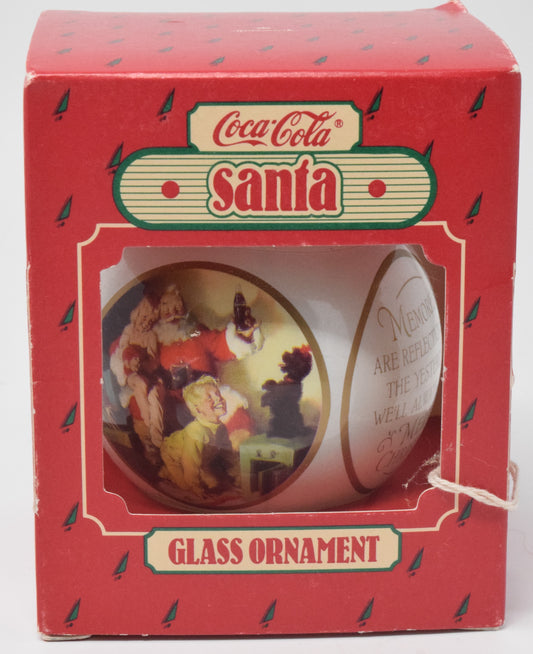 Hallmark Keepsake Coca Cola Santa Glass Christmas Ornament 1986