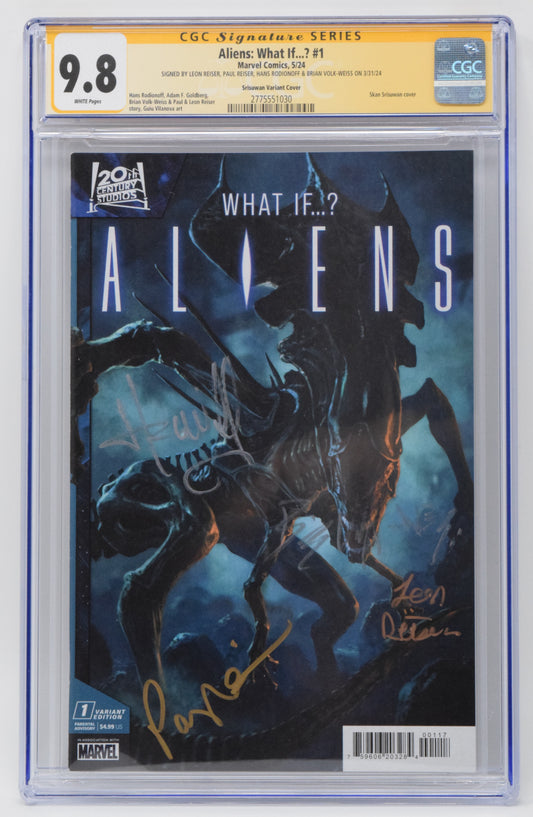 Aliens What If 1 Marvel 2024 CGC SS 9.8 1:25 Skan Signed 4x Paul Reiser Leon