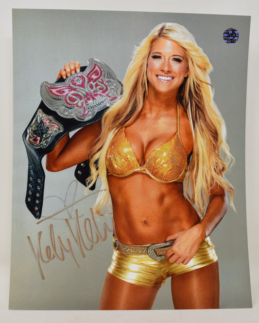 Diva Kelly Wrestler WWE Championship Belt Bikini Signed Autograph 8 x 10 Photo COA