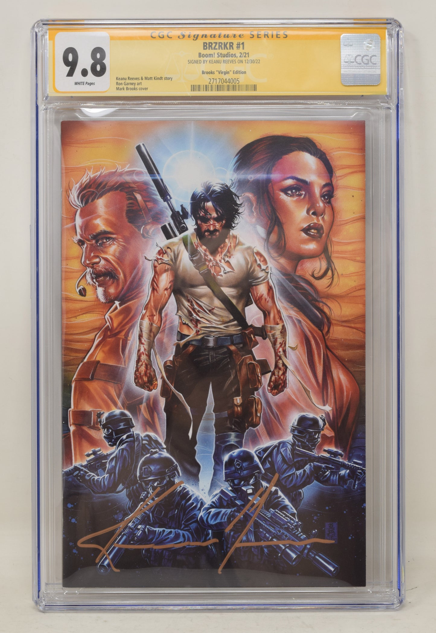 BRZRKR 1 B Mark Brooks Virgin 2021 CGC SS 9.8 Signed Keanu Reeves