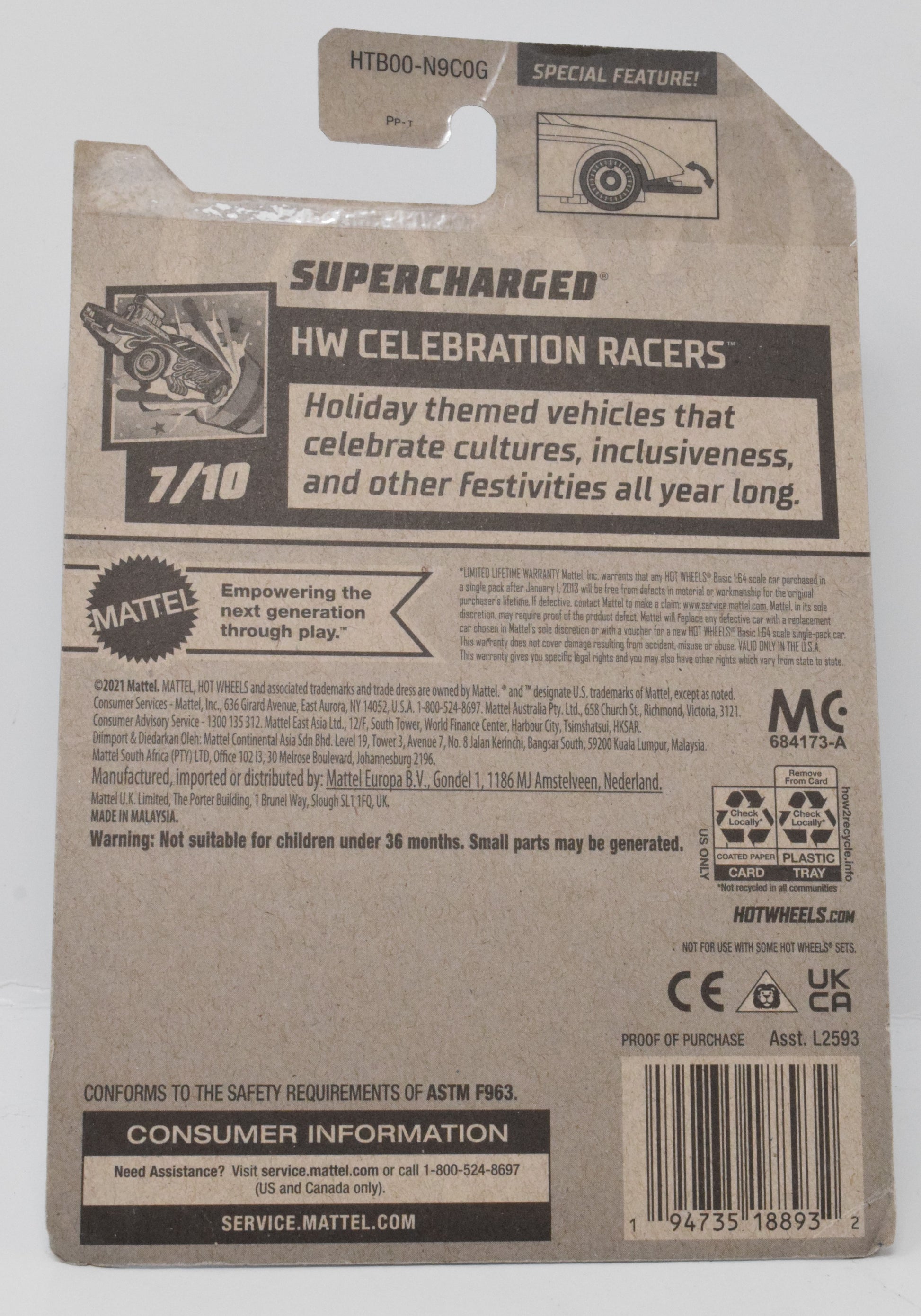 Hot Wheels SuperCharged HW Celebration Racers 7/10 124 Green DieCast Car New - Golden Apple Comics