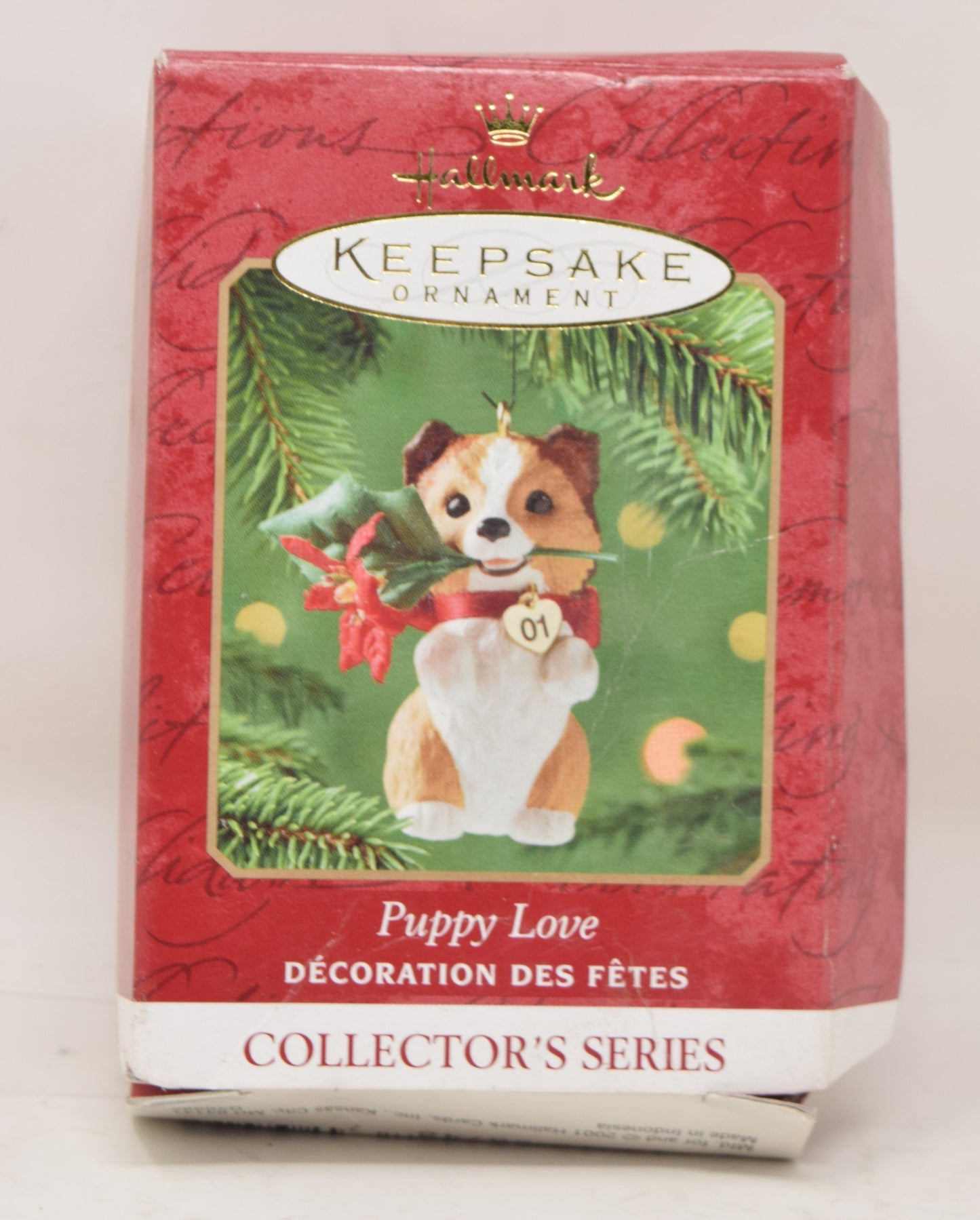 Hallmark Keepsake Ornament Puppy Love Dog Yorkie Sheltie Christmas Tree 2001 NIB