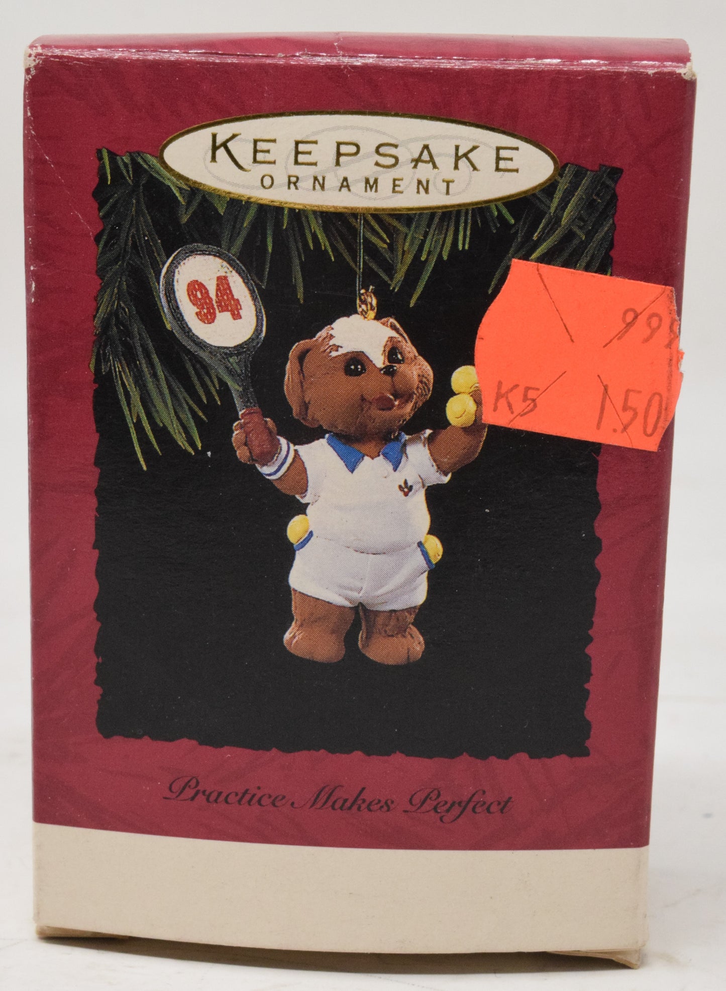 Hallmark Keepsake Practice Makes Perfect Tennis Bear Christmas Ornament 1994