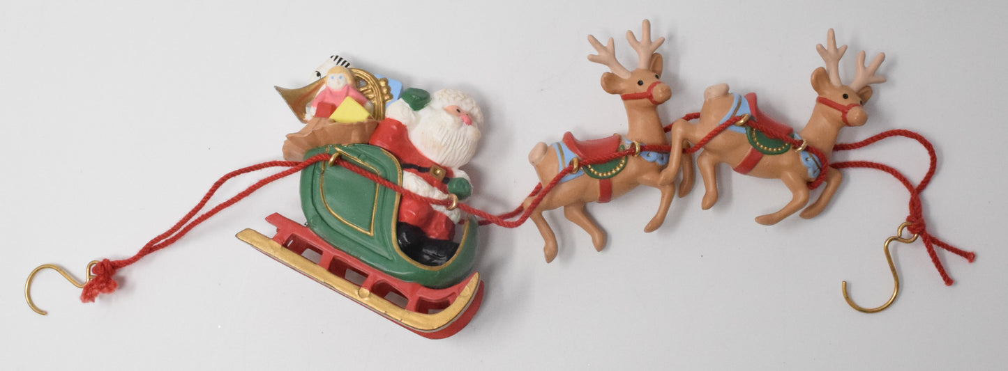 Hallmark Keepsake Santa And His Reindeer Christmas Ornament 1986