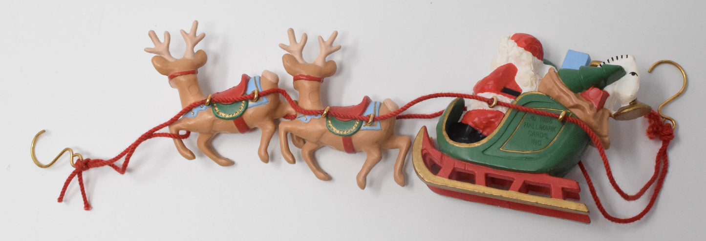 Hallmark Keepsake Santa And His Reindeer Christmas Ornament 1986