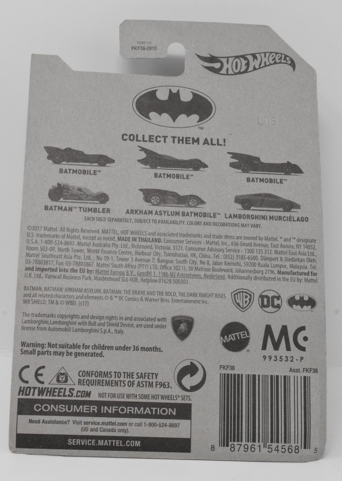 Hot Wheels Batman Batmobile DC 2/6 DieCast Car New