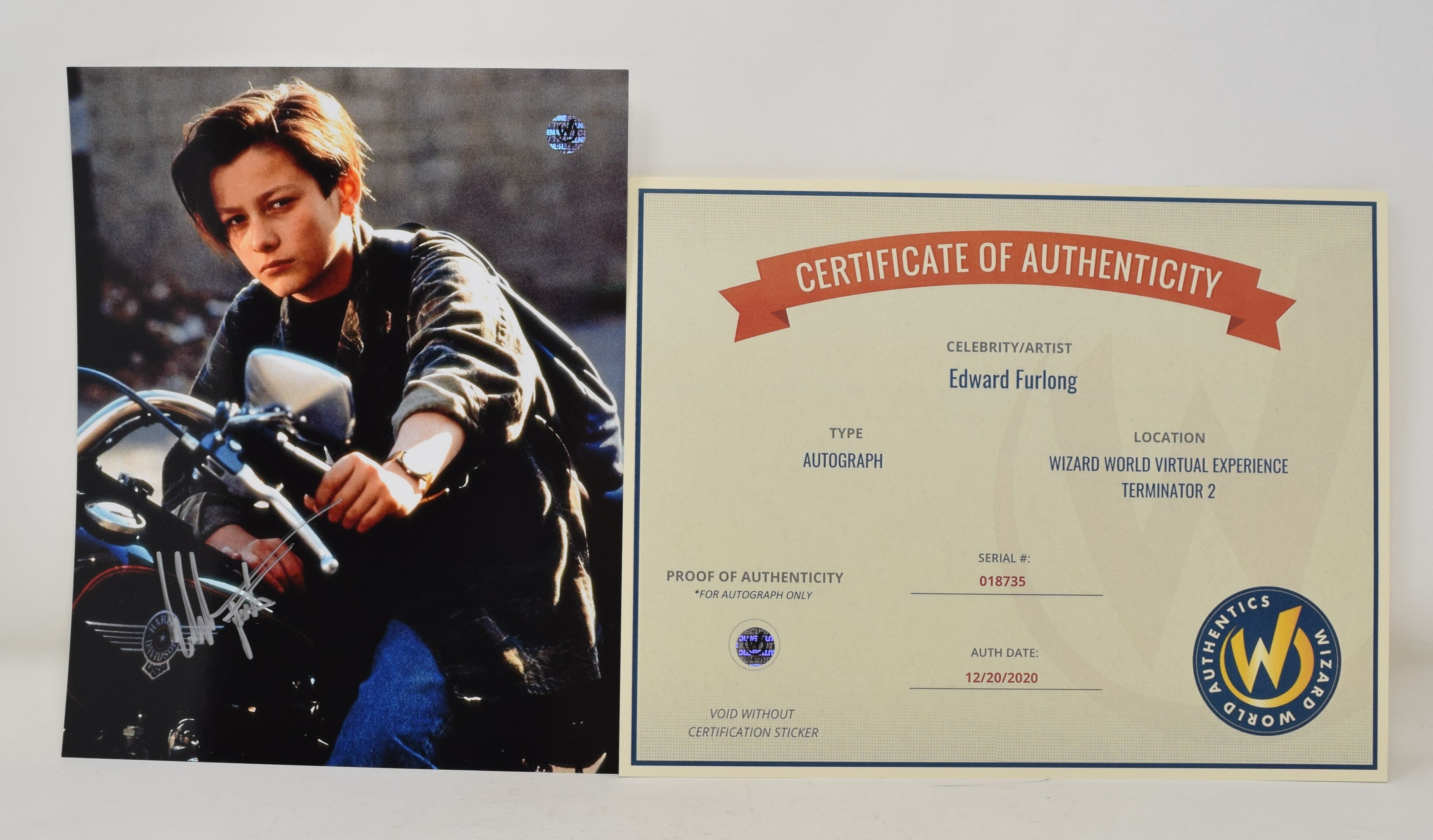Edward Furlong Terminator 2 Bike Signed Autograph 8 x 10 Photo COA