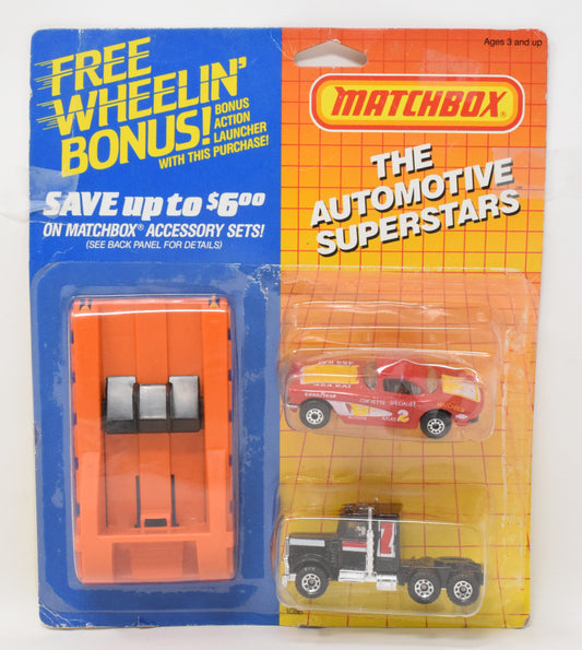 Matchbox Automotive Superstars Corvette Semi Truck Cars Launcher 1986 New