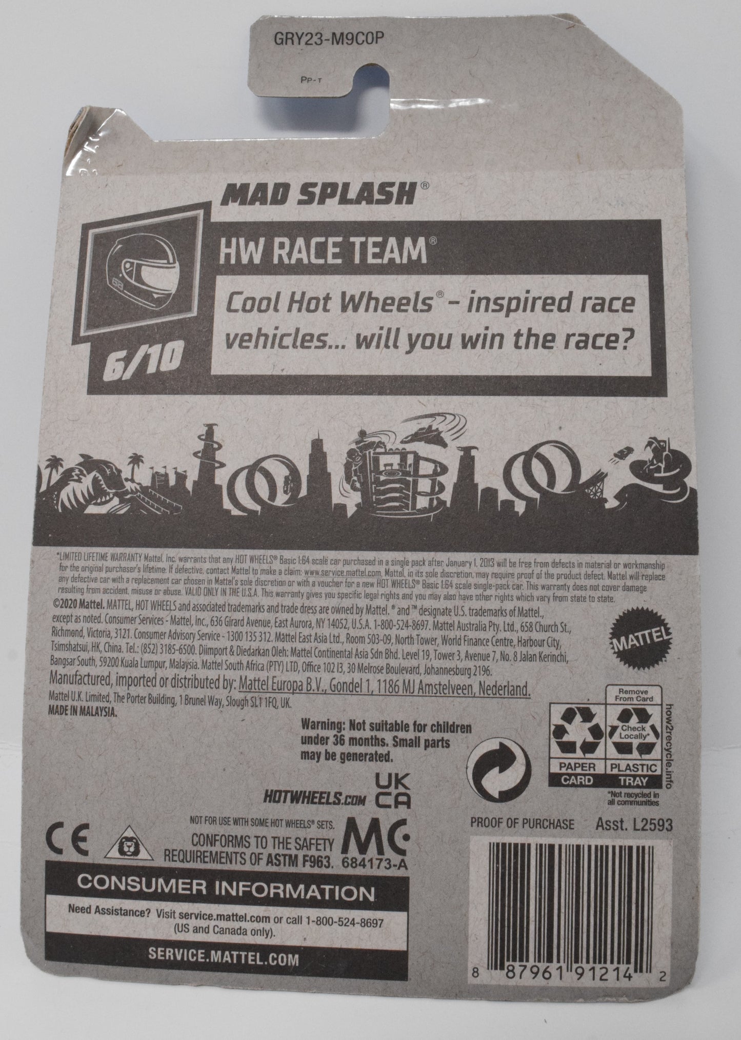 Hot Wheels Mad Splash HW Race Team 6/10 222 DieCast Car New - Golden Apple Comics