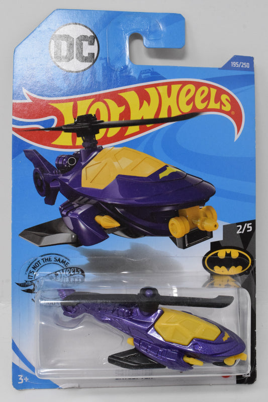 Hot Wheels BatCopter Batman Purple DC 2/5 195 DieCast Plane New