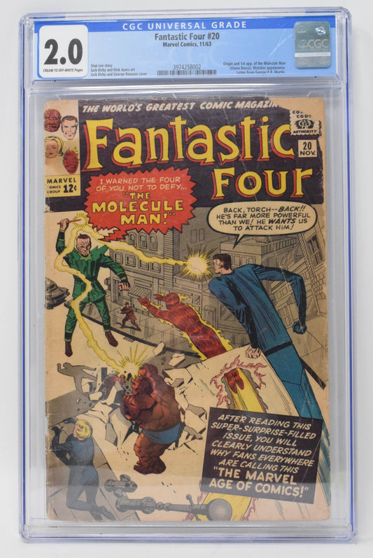 Fantastic Four 20 Marvel 1963 CGC 2.0 1st Molcule Man Stan Lee Jack Kirby