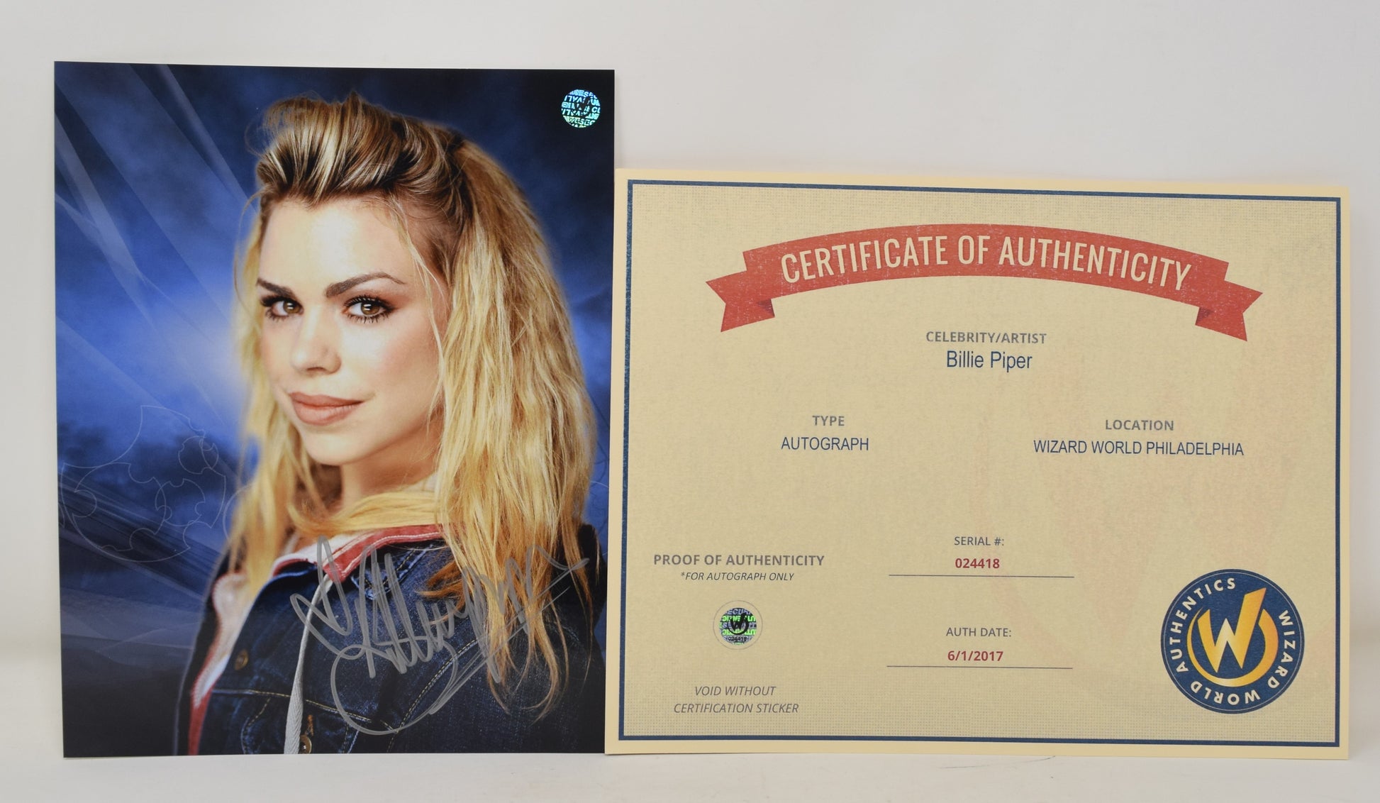 Billie Piper Doctor Who Bust Shot Jean Jacket Signed Autograph 8 x 10 Photo COA - Golden Apple Comics
