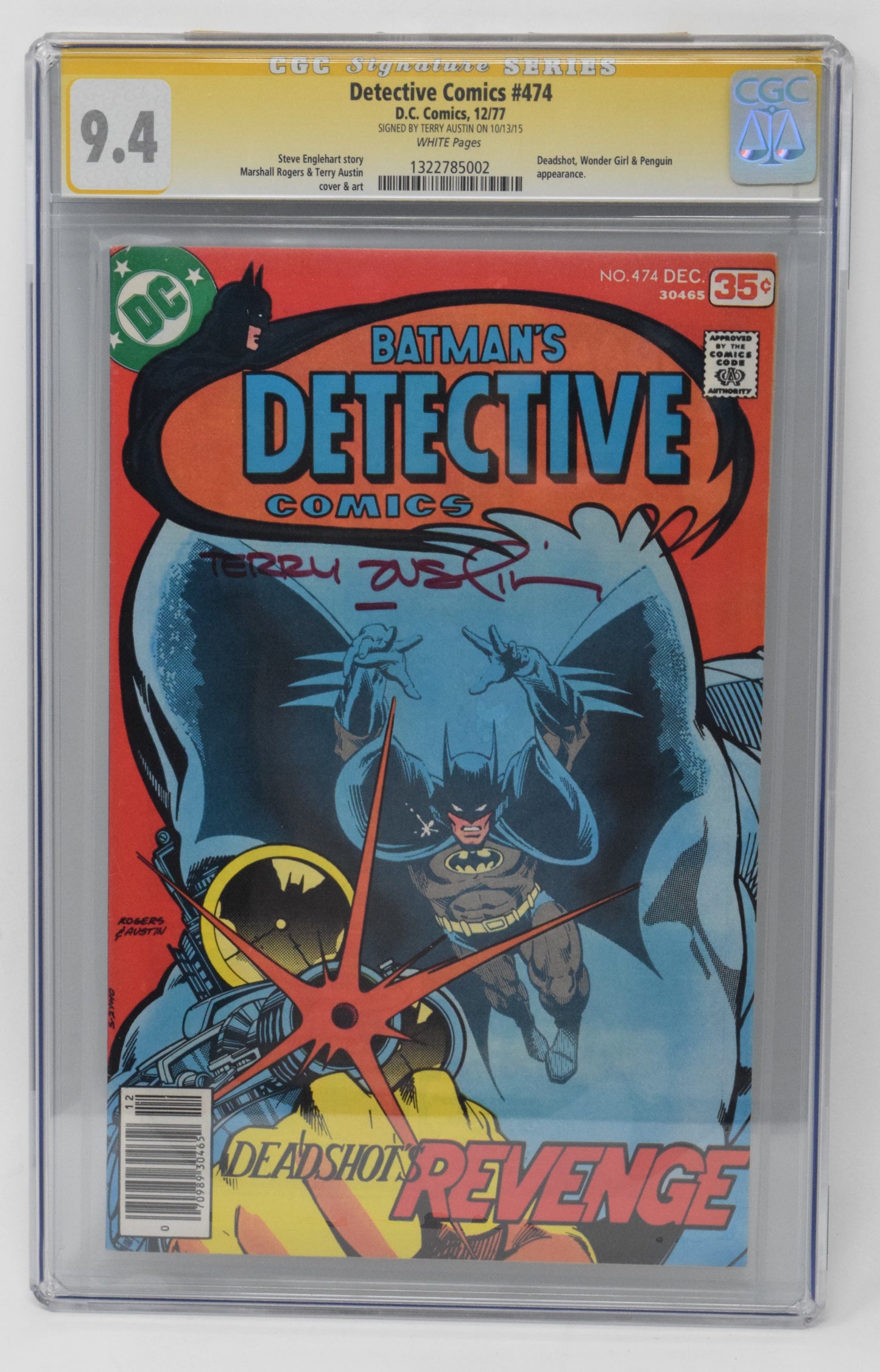 Batman Detective Comics 474 DC 1977 CGC SS 9.4 Signed Terry Austin Deadshot