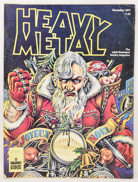Heavy Metal Magazine 9 December 1977 VG Moebius Santa Claus Christmas Biker