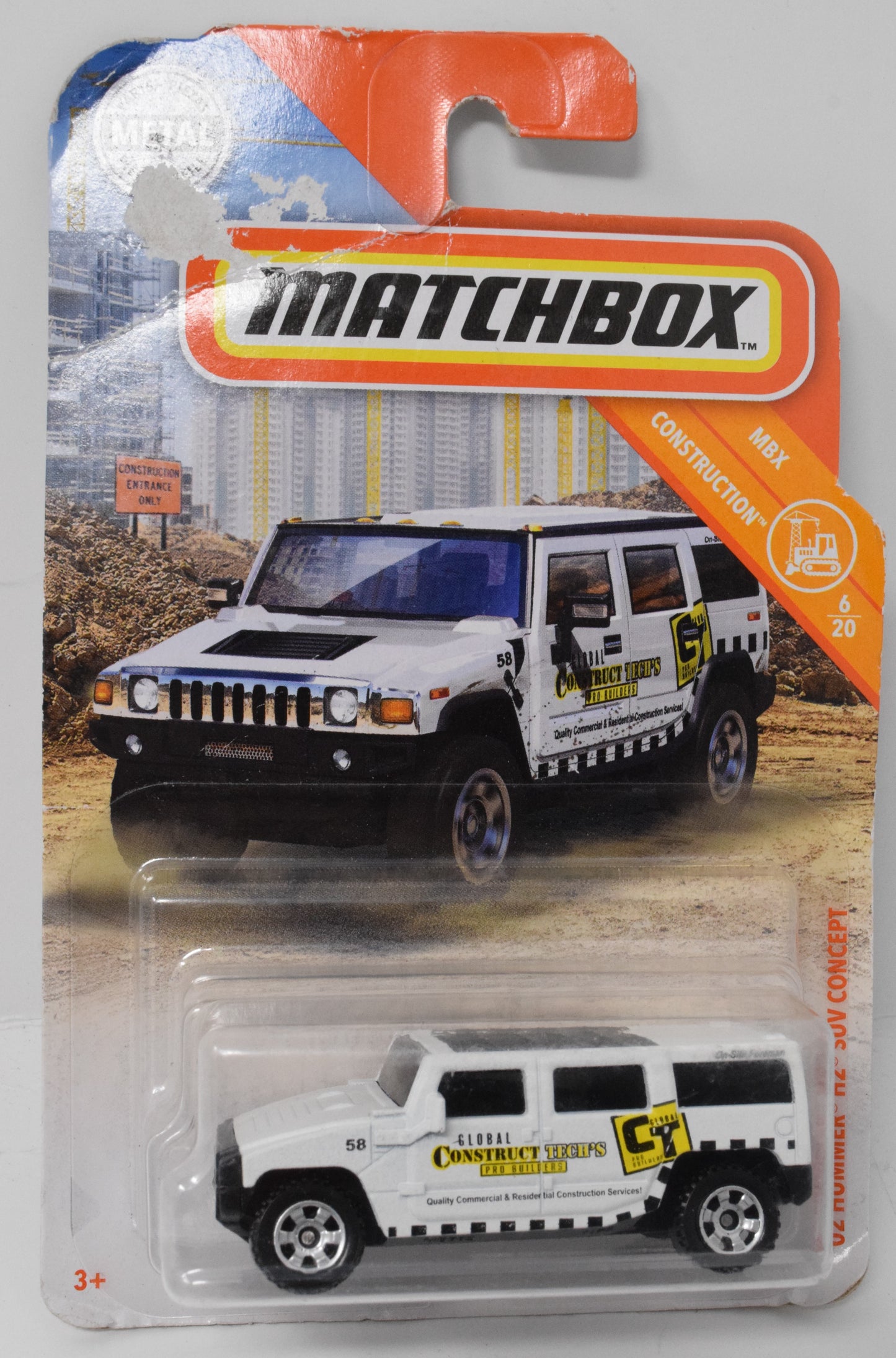 MatchBox 02 Hummer H2 SUV Concept MBX Construction 6/10 DieCast Car New