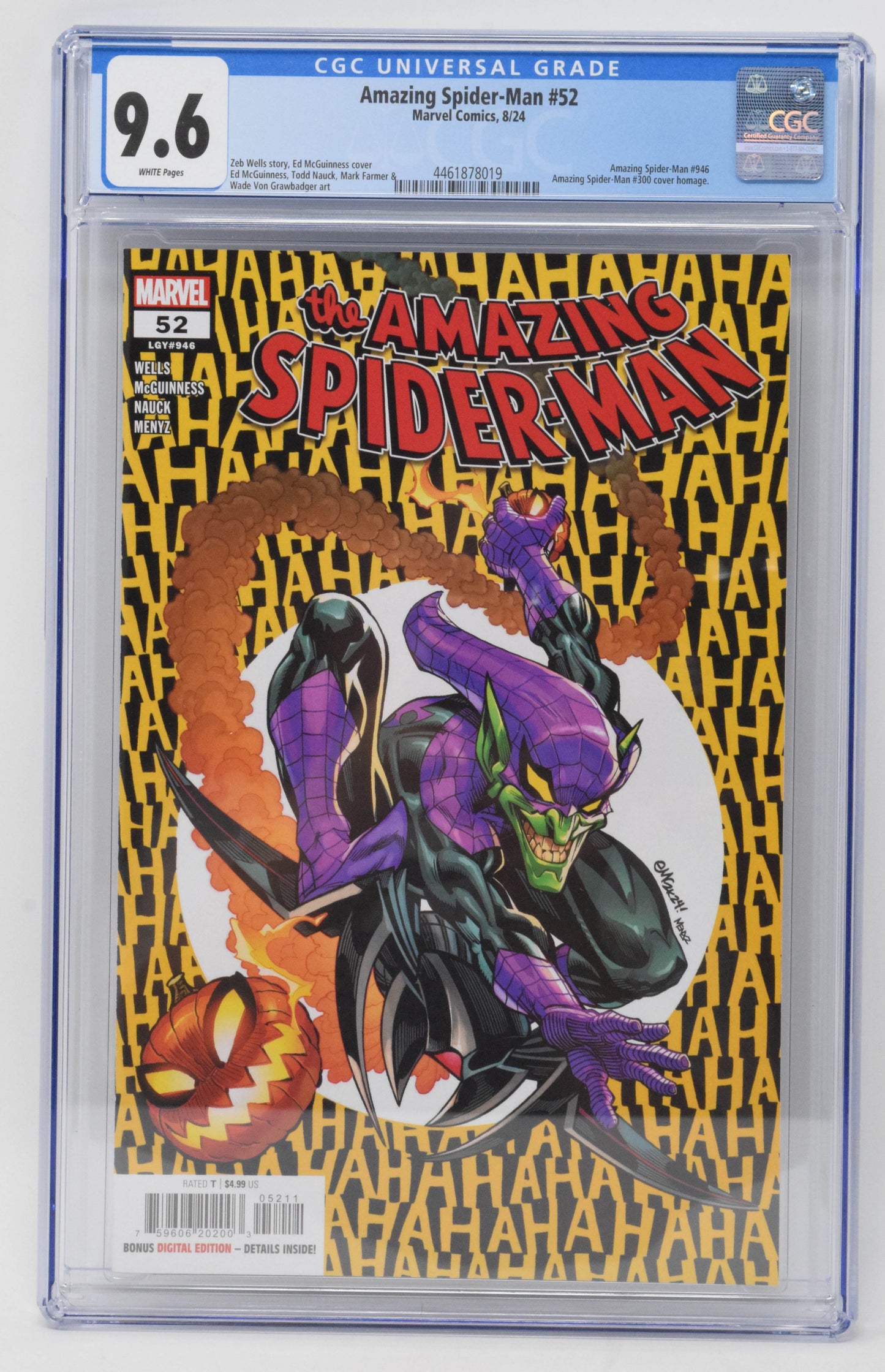 Amazing Spider-Man 52 Marvel 2024 CGC 9.6 Ed McGuinness ASM 300 Homage