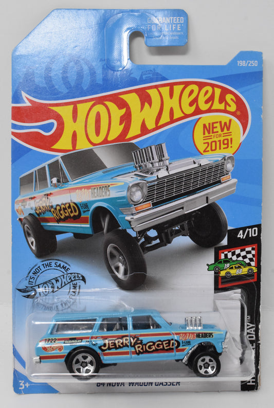 Hot Wheels 64 Nova Wagon Gasser Blue HW Race Day Blue 4/10 198 DieCast Car