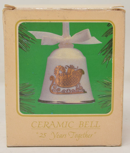 Hallmark Ornament Ceramic Bell 25 Years Together Christmas Tree 1984 NIB