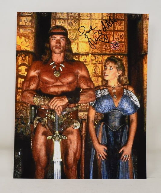 Olivia D'Abo Conan Barbarian W/ Arnold Schwarznegger Signed Autograph 8 x 10 Photo COA