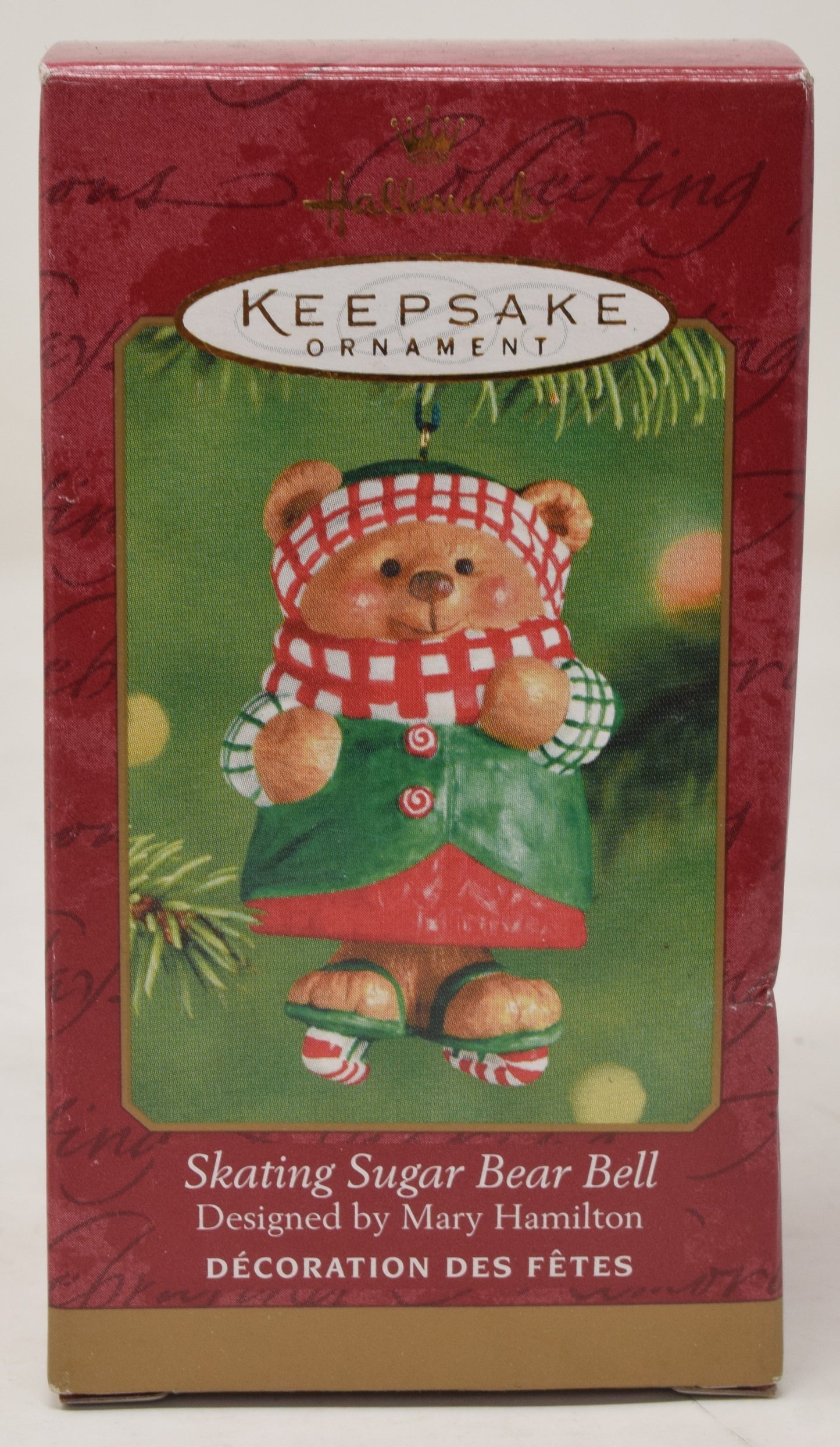 Hallmark Keepsake Ornament Skating Sugar Bear Bell Christmas Tree 2001 NIB