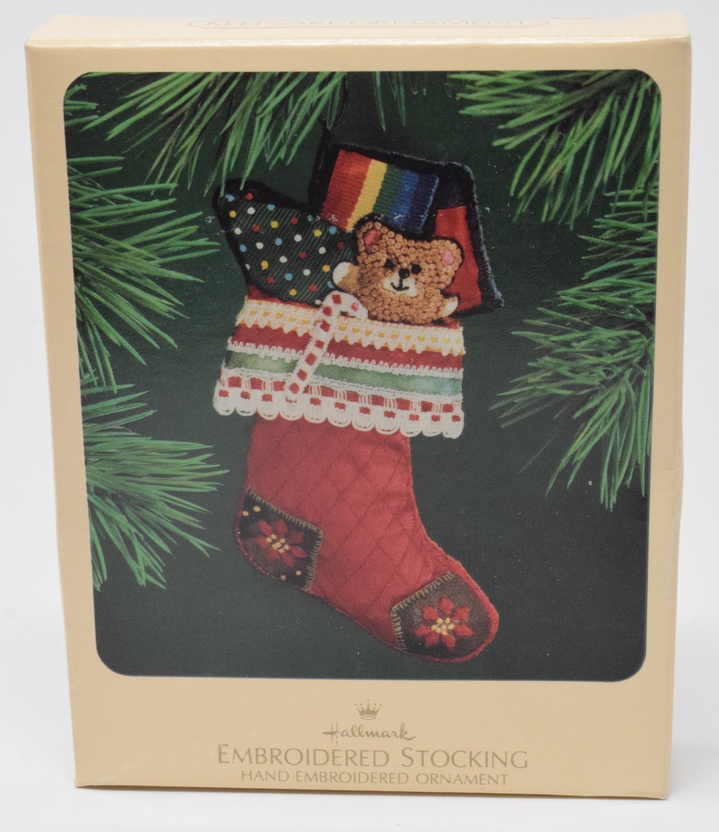 Hallmark Keepsake Embroidered Stocking Christmas Ornament 1983 NIB