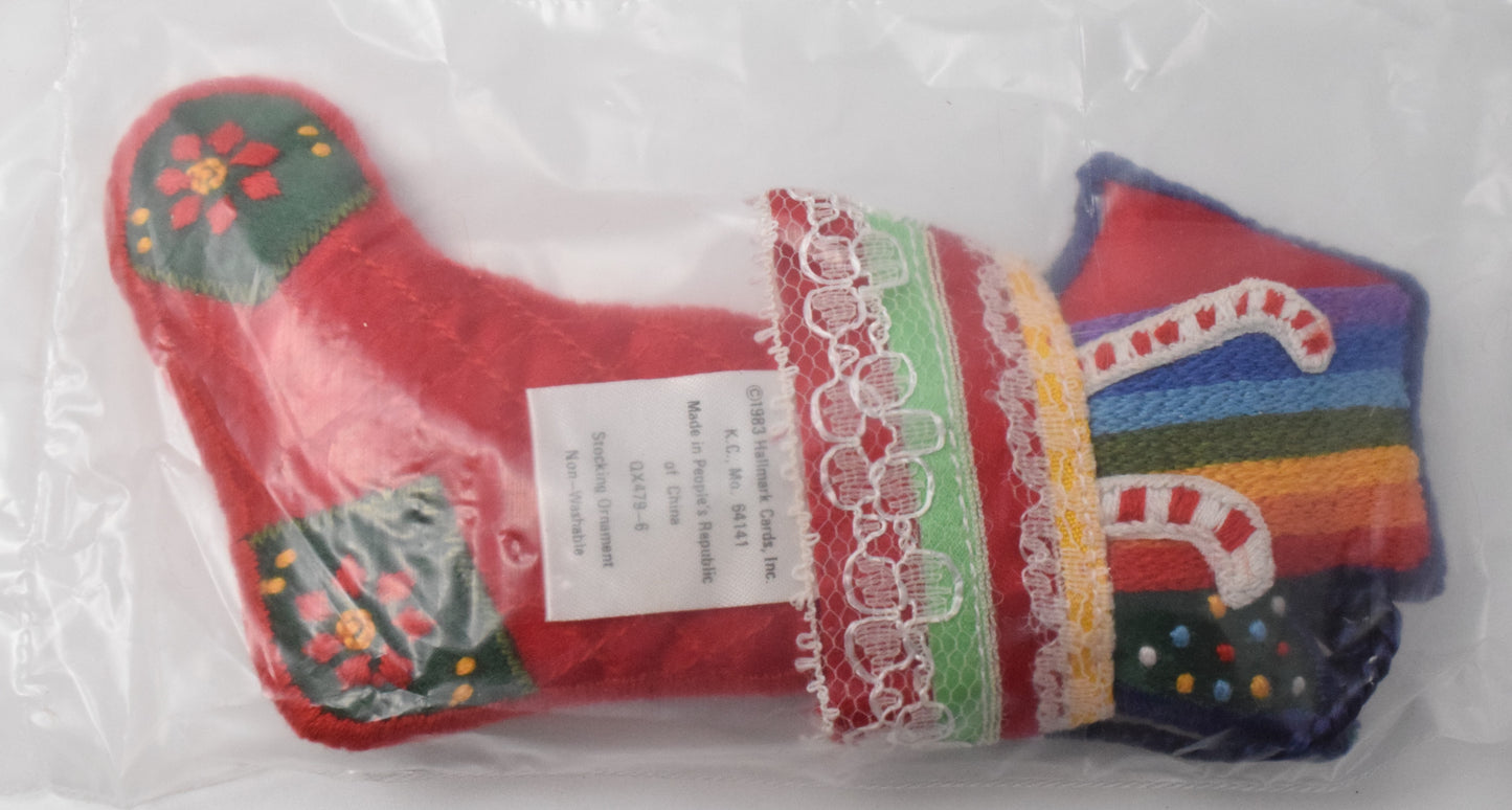 Hallmark Keepsake Embroidered Stocking Christmas Ornament 1983 NIB