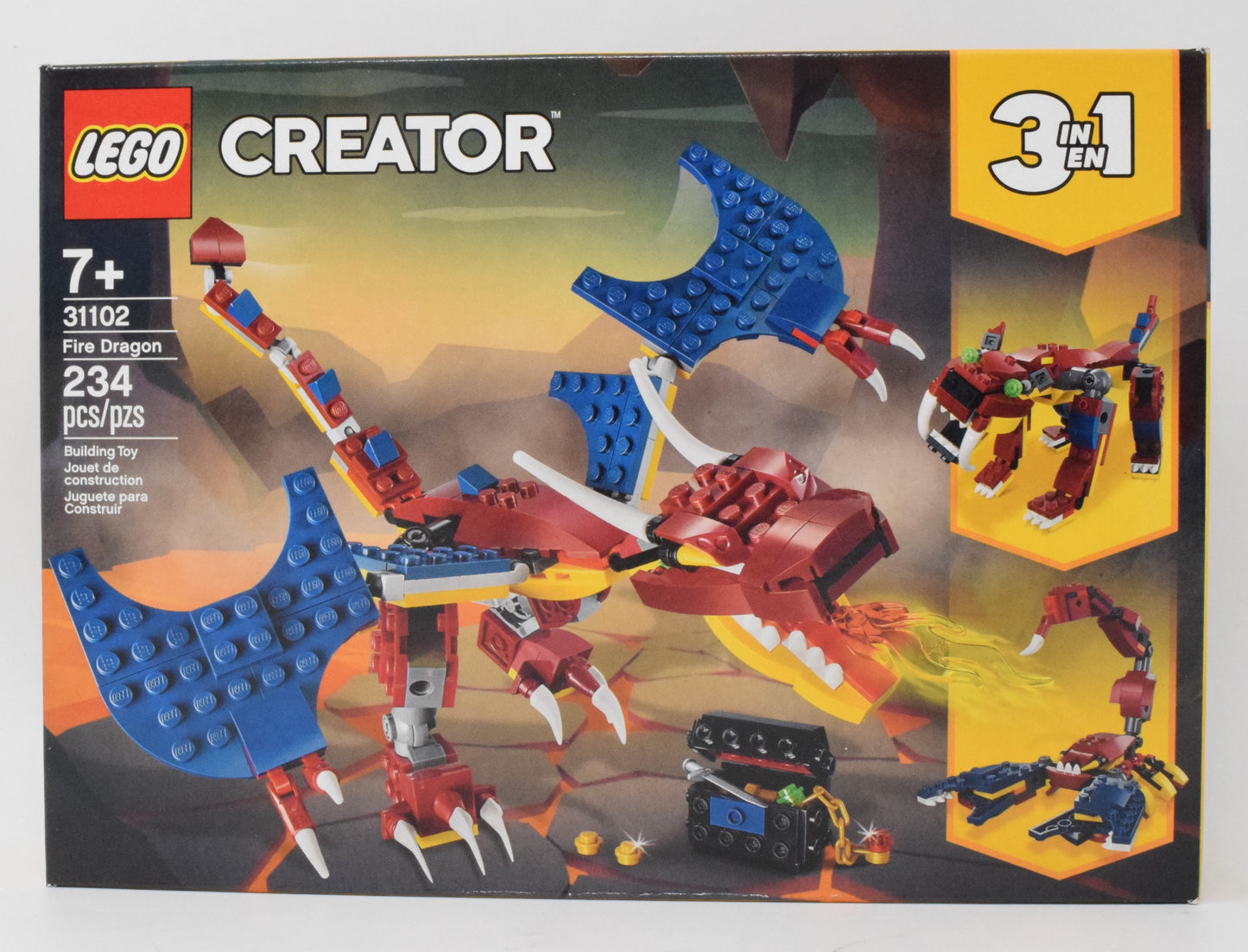 Lego Creator 3 In 1 Fire Dragon Set 31102 New NIB