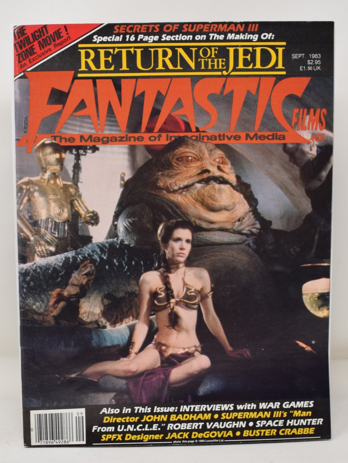 Fantastic Films Magazine 35 Sept 1983 FN VF Star Wars Return Of The Jedi Slave Leia Jabba The Hutt