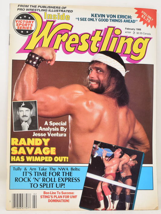 Inside Wrestling Magazine February 1988 VG FN Randy Savage Jesse Ventura WWF WWE