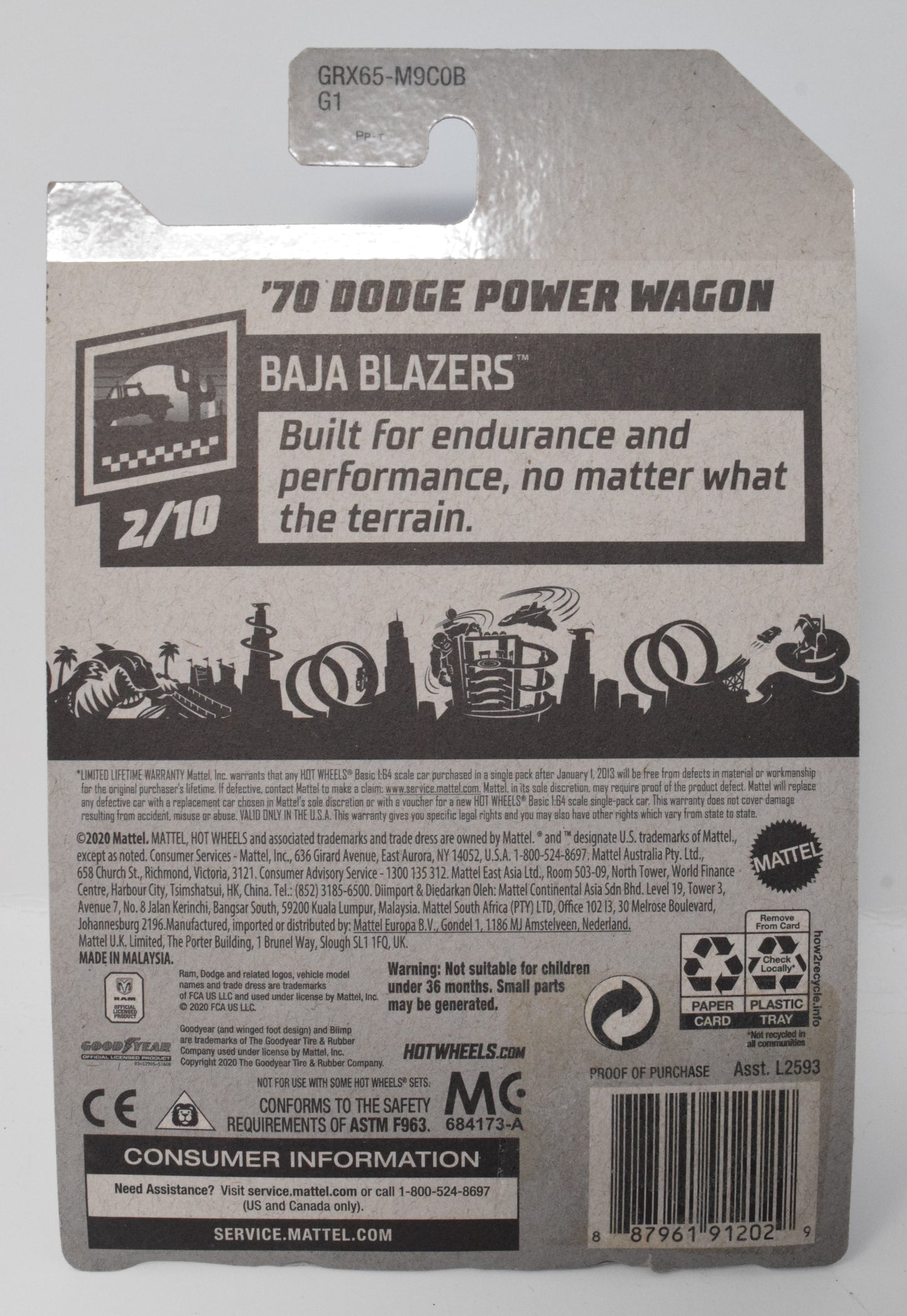 Hot Wheels 70 Dodge Power Wagon Baja Blazers 2/10 3 DieCast Car New