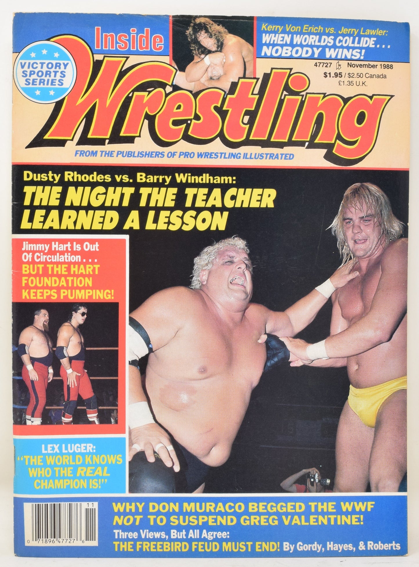 Inside Wrestling Magazine November 1988 FN VF Dusty Rhodes Lex Luger WWF WWE