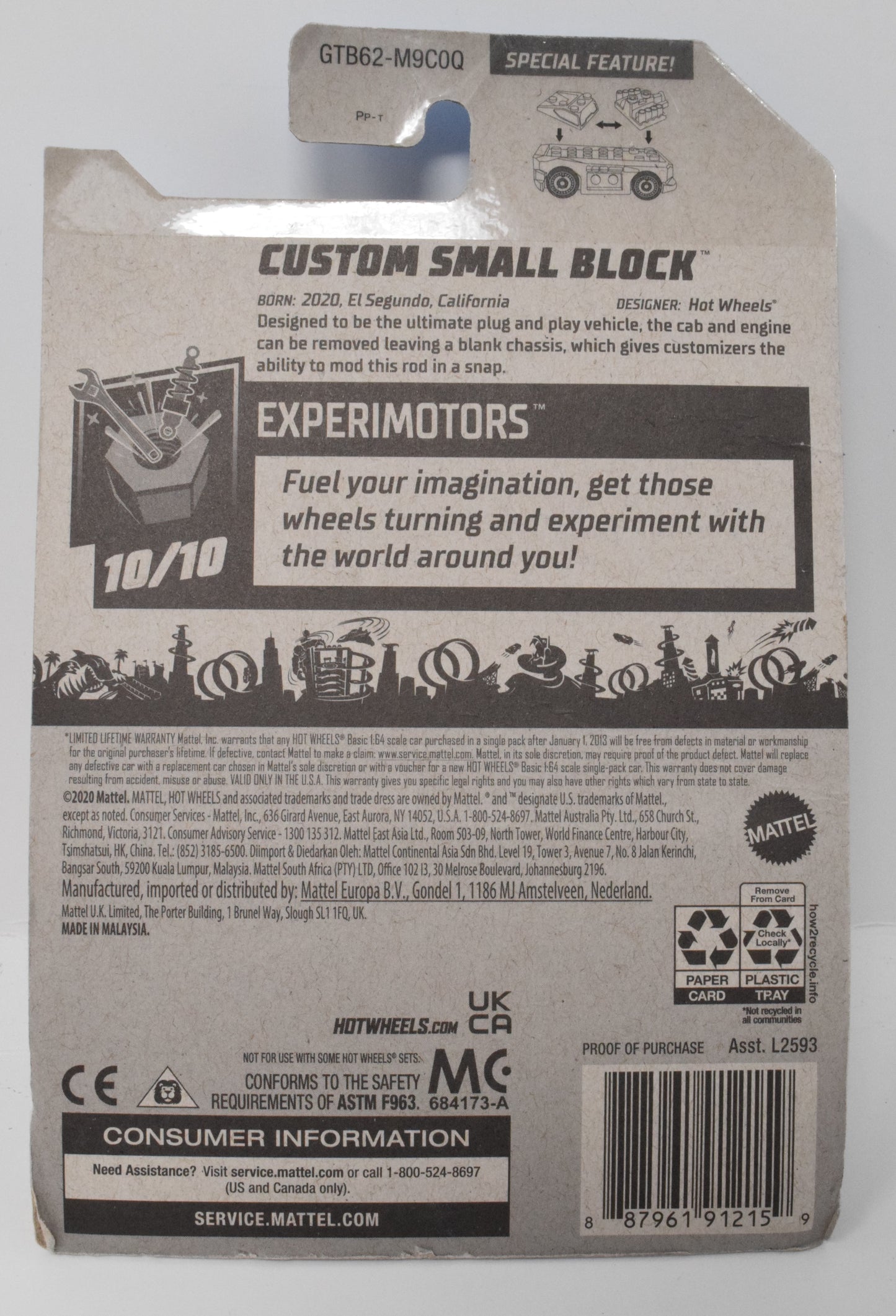 Hot Wheels Custom Small Block Experimotors 10/10 131 DieCast Car New